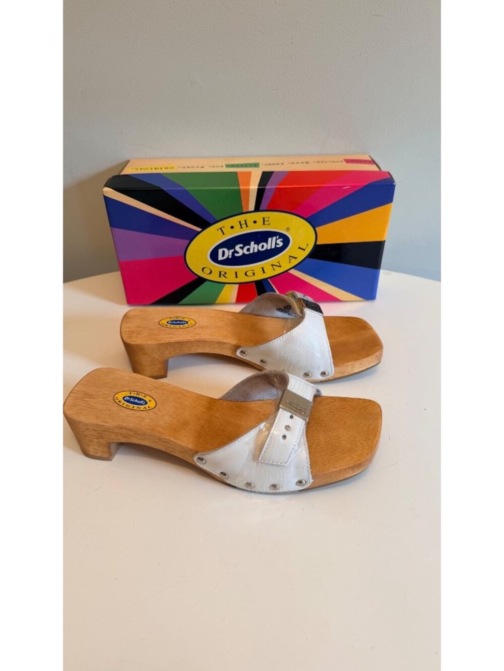 Dr Scholls Women Size 7 M Exercise Clog Sandal White Smooth Leather Slide New